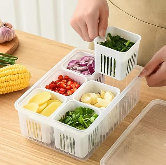 6 grid Fridge Storage Boxes fridge storage containers For Storage in Kitchen